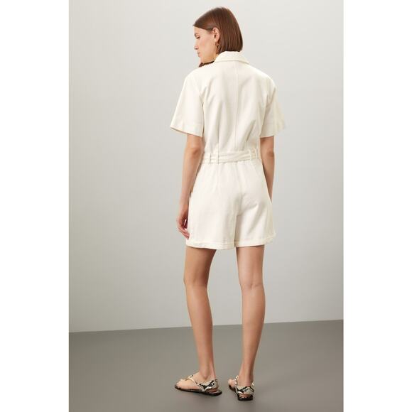 APC Combinaison Hills Romper Denim Off-White Zip Short Sleeve Sz 36 IT / 0 US - Picture 2 of 13